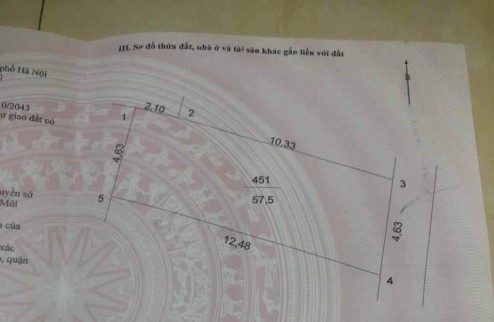 Bán mảnh đất tổ 10 thị trấn Quang Minh, Mê Linh. Dt 57.5m2. Giá siêu tốt