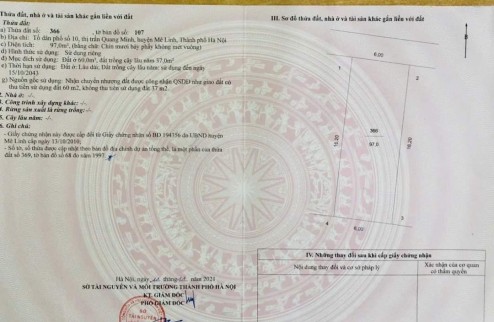 Cần bán lô 97m2 tại tổ 10 thị trấn Quang Minh, Vị trí đẹp. Giá tốt
