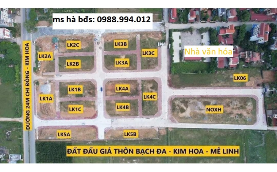 Chỉ 1 lô duy nhất SIÊU PHẨM KINH DOANH mặt đường 24 mét đấu giá Bạch Đa Kim Hoa, Mê Linh,