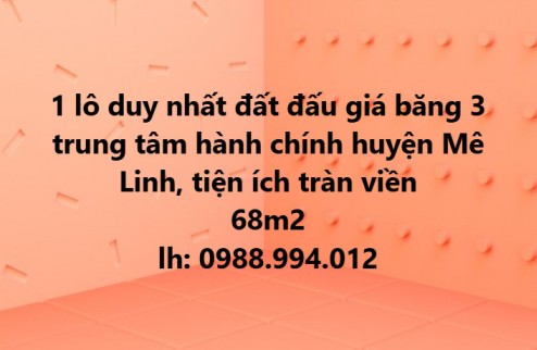 CHỈ 1 LÔ DUY NHẤT , đấu giá trung tâm hành chính huyện mê Linh